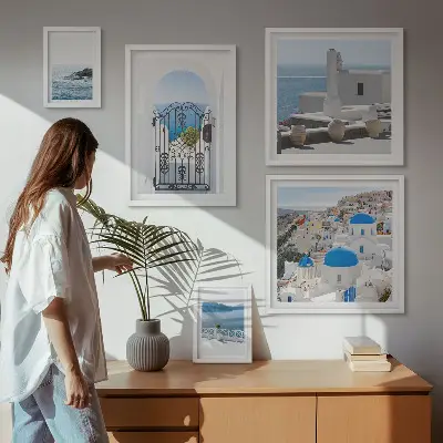 Set of 5 wall art pieces Mediterranean Greece views