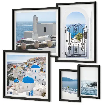 Set of 5 wall art pieces Mediterranean Greece views
