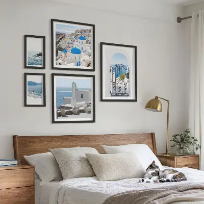 Set of 5 wall art pieces Mediterranean Greece views