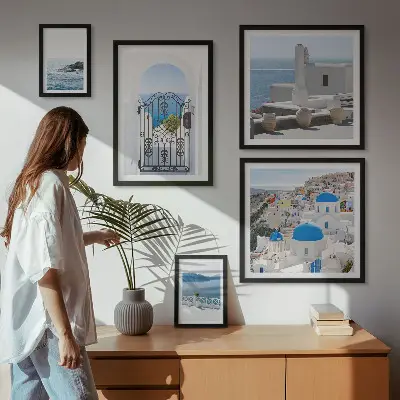 Mediterranean Greece views wall art set of 5 pieces