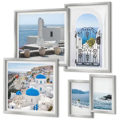 Mediterranean Greece views wall art set of 5 pieces