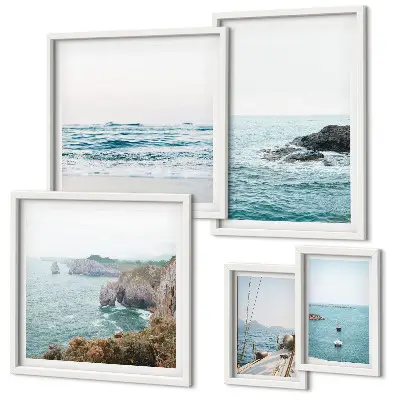 Gallery wall tranquil sea views with beaches and cliffs
