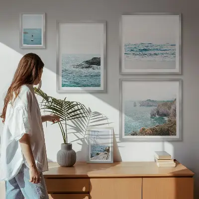 Gallery wall tranquil sea views with beaches and cliffs