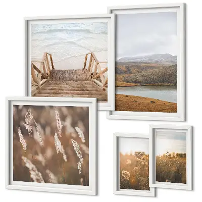 Framed photo set Natural landscapes of the lake field