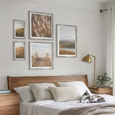 Framed photo set Natural landscapes of the lake field