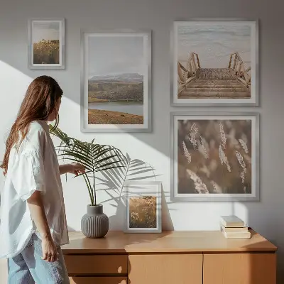 Framed photo set Natural landscapes of the lake field