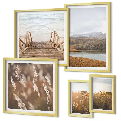 Framed photo set Natural landscapes of the lake field