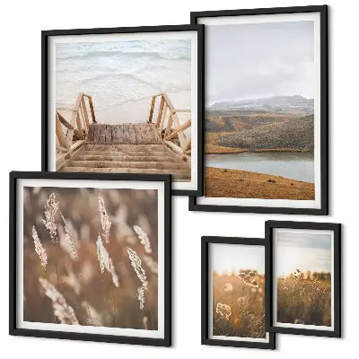 Framed photo set Natural landscapes of the lake field