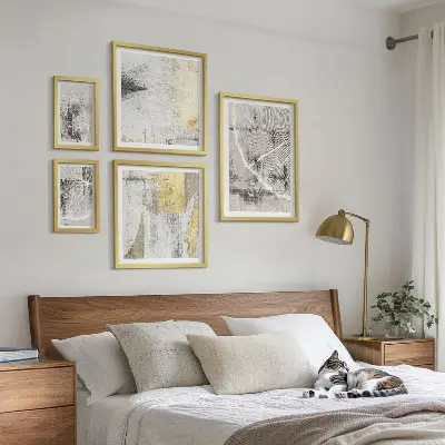 Set of 5 wall art pieces with abstract neutral patterns