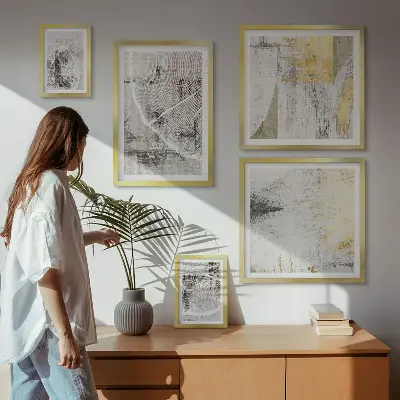 Set of 5 wall art pieces Abstract neutral patterns