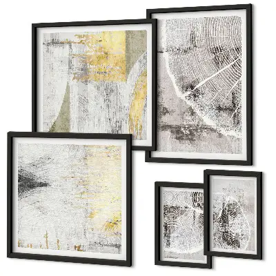 Set of 5 wall art pieces with abstract neutral patterns