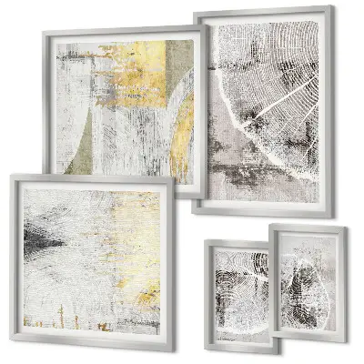 Set of 5 wall art pieces Abstract neutral patterns
