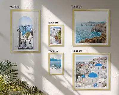 Framed photo set Santorini blue sea houses