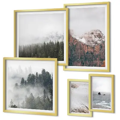 Framed photo set Landscapes mountains forests clouds