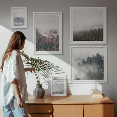 Framed photo set Landscapes mountains forests clouds