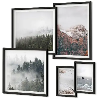 Framed photo set Landscapes mountains forests clouds
