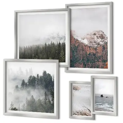 Framed photo set Landscapes mountains forests clouds