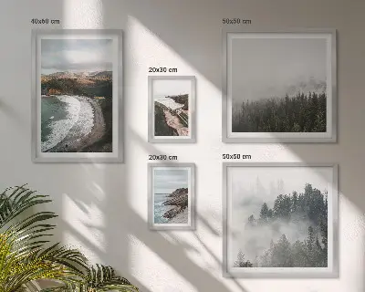 Set of 5 wall art pieces coastal landscapes and mountain forests