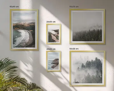 Set of 5 wall art pieces coastal landscapes and mountain forests