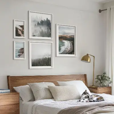 Set of 5 wall art pieces Coastal landscapes, mountain forests