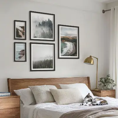 Set of 5 wall art pieces Coastal landscapes, mountain forests