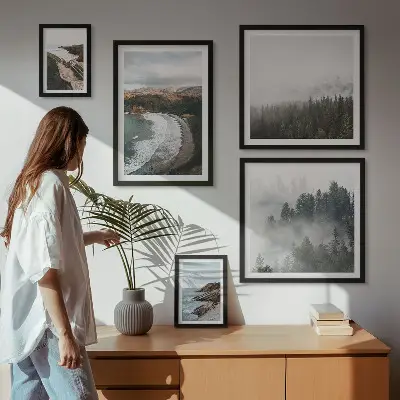 Set of 5 wall art pieces Coastal landscapes, mountain forests