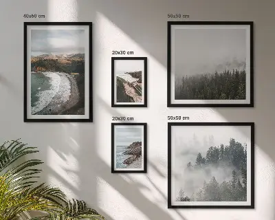 Set of 5 wall art pieces Coastal landscapes, mountain forests