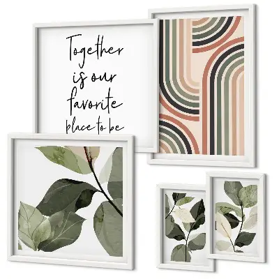 Floral geometry wall art set set of 5 pieces