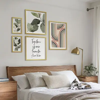 Floral geometry wall art set set of 5 pieces