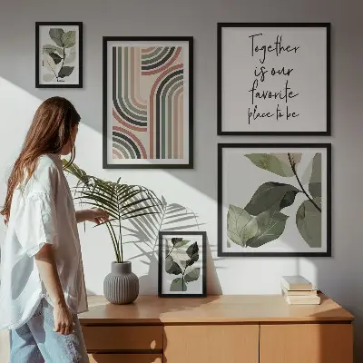 Floral geometry wall art set set of 5 pieces