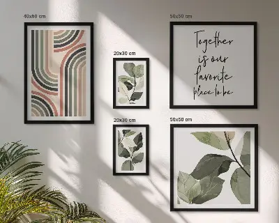 Set of 5 wall art pieces Stylish floral accents geometry