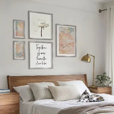 Set of 5 wall art pieces Abstract flowers with slogans