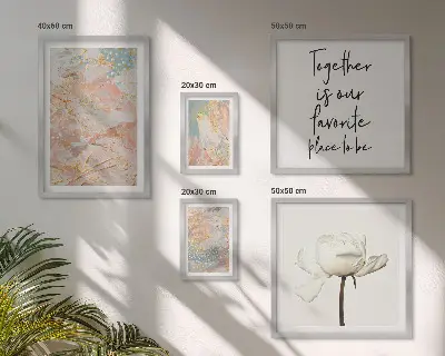 Set of 5 wall art pieces Abstract flowers with slogans