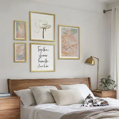 Set of 5 wall art pieces Abstract flowers with slogans