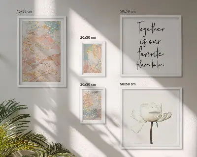 Set of 5 wall art pieces Abstract flowers with slogans