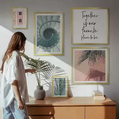 Set of 5 geometric wall art pieces stylish interiors design