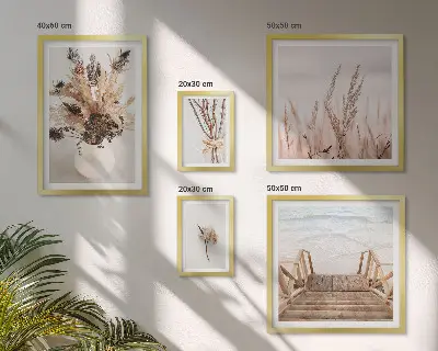 Framed photo set Stylish dried plants and water