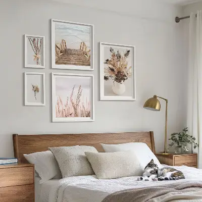 Framed photo set Stylish dried plants and water