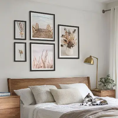 Framed photo set Stylish dried plants and water