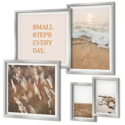 Gallery wall seaside landscapes with life quotes