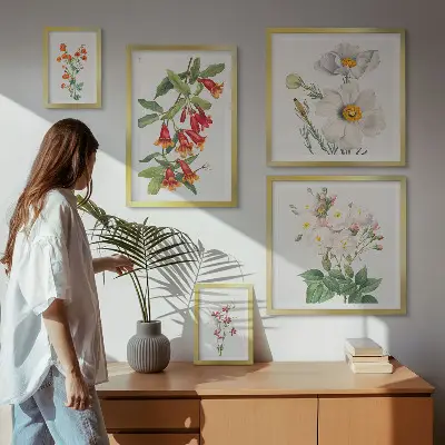 Set of 5 wall art pieces Floral Botanical Illustrations