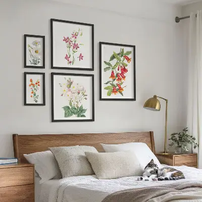 Gallery wall Floral botanical motifs
