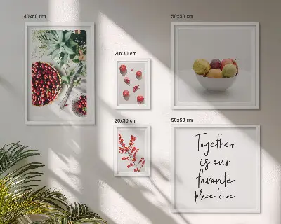 Framed photo set Fruit and plant compositions
