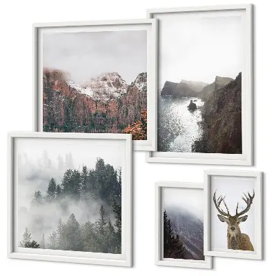 Set of 5 wall art pieces Wildlife landscapes