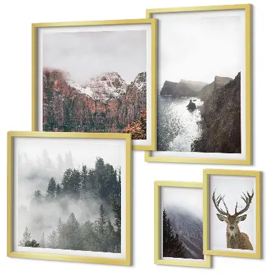 Set of 5 wall art pieces Wildlife landscapes