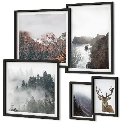 Set of 5 wall art pieces Wildlife landscapes