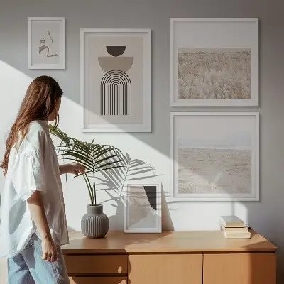 Framed photo set Stylish abstract landscapes