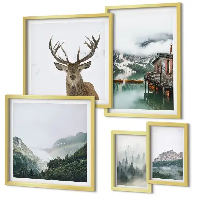 Set of 5 wall art pieces Mountain nature landscapes