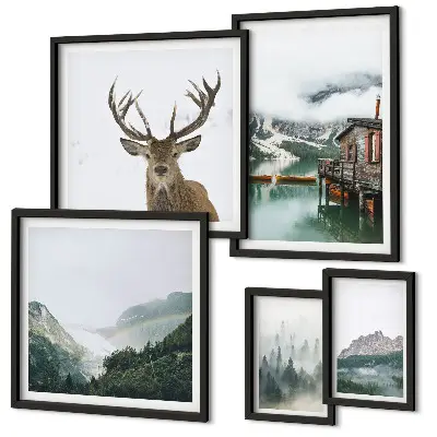 Set of 5 wall art pieces Mountain nature landscapes