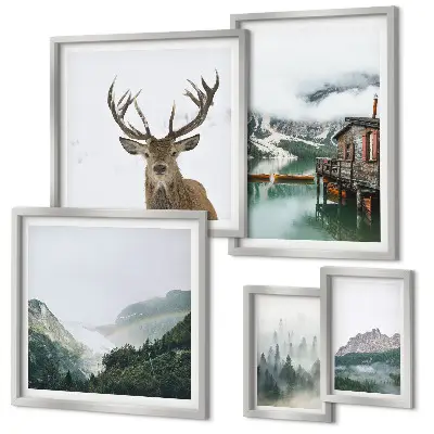 Set of 5 wall art pieces Mountain nature landscapes